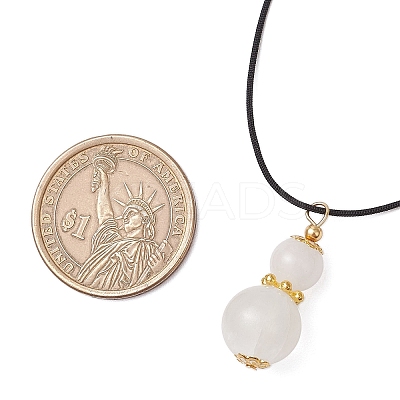 Natural Selenite Gourd Pendant Necklaces NJEW-JN05246-03-1