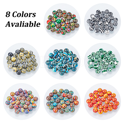 240Pcs 8 Colors Synthetic Malachite Beads G-AR0004-25-1