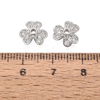 Brass Micro Pave Clear Cubic Zirconia Bead Caps KK-Q071-11P-02-1