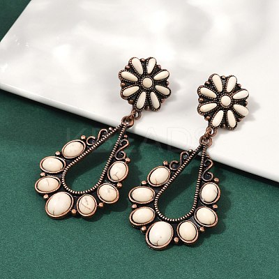 Alloy Synthetic Turquoise Dangle Stud Earrings EJEW-U053-12R-1