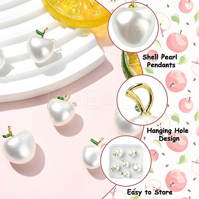 6Pcs 3 Styles Shell Pearl Pendants KK-CJ0003-41-1