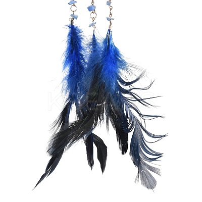 Iron Woven Web/Net with Feather Pendant Decorations AJEW-P097-09-1