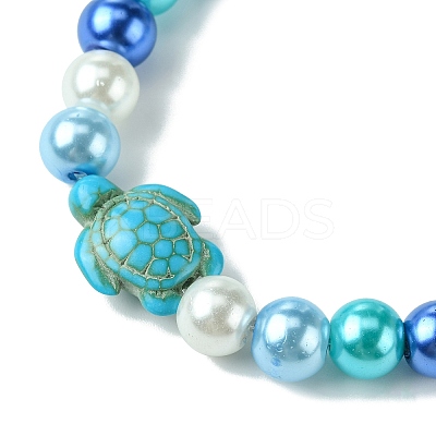 2Pcs 2 Colors 8mm Round Baking Paint Pearlized Glass Pearl Beaded Stretch Bracelet Sets BJEW-JB10899-1