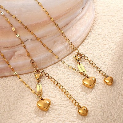 304 Stainless Steel Double Heart Pendant Necklaces for Women NJEW-U045-01G-1