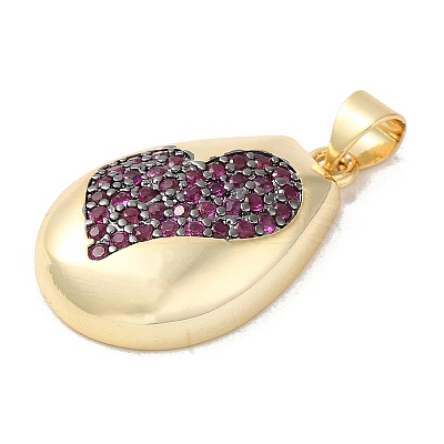 Rack Plating Brass Micro Pave Cubic Zirconia Pendants KK-P241-26G-1