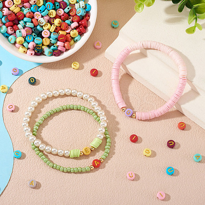 500Pcs 5 Colors Opaque Acrylic Beads OACR-TA0003-87-1