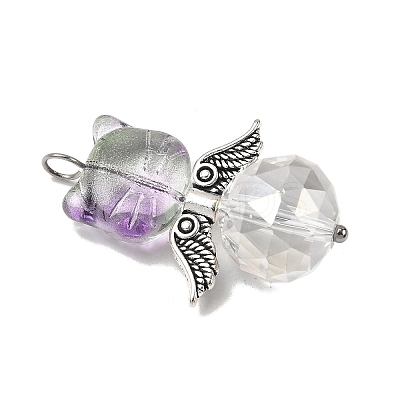 8Pcs 8 Colors Glass Beaded Pendants PALLOY-JF04426-1