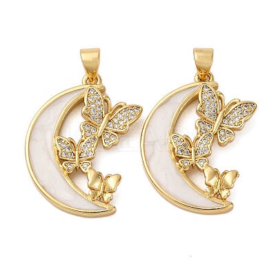 Brass Micro Pave Cubic Zirconia Pendants KK-D390-12G-1