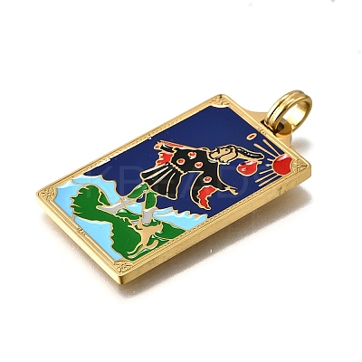 Tarot 304 Stainless Steel Enamel Pendants STAS-M119-07P-G-1