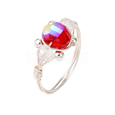 8Pcs Copper Wired Glass Finger Rings RJEW-JR00924-02-1