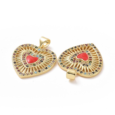Brass Cubic Zirconia Pendants ZIRC-I062-28A-G-1