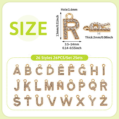 2 Sets Alloy Rhinestone Charms ENAM-TA0008-99LG-1