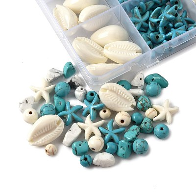 192Pcs 6 Styles Synthetic Turquoise Beads TURQ-FS0001-07-1