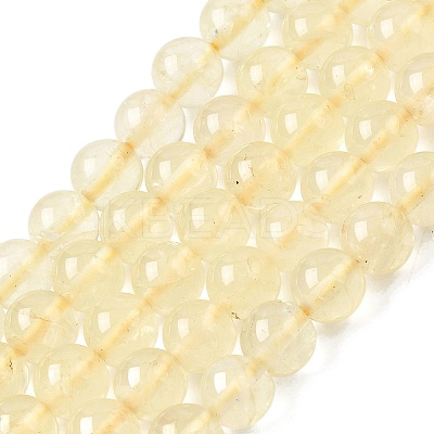 Natural Lemon Quartz(Heated) Beads Strands G-B167-A11-8mm-1