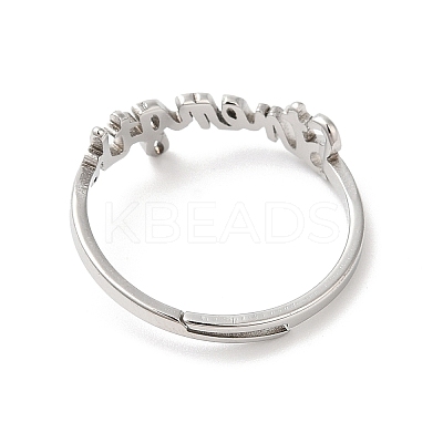 Non-Tarnish 304 Stainless Steel Word Adjustable Ring RJEW-L107-019P-1