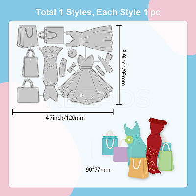 Dress Shopping Bag Carbon Steel Cutting Dies Stencils DIY-WH0309-1265-1