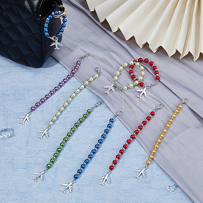 Plane Alloy & ABS Plastic Imitation Pearl Beaded Replacement Zipper Sliders HJEW-FH00031-1