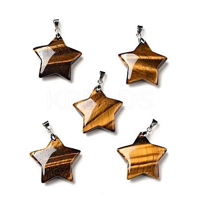 Natural Tiger Eye Pendants G-I319-04P-04-1