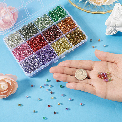 180G 12 Colors Silver Lined Glass Seed Beads SEED-TA0001-73-1
