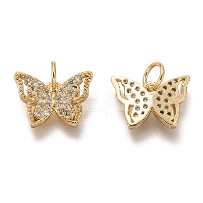 Brass Micro Pave Clear Cubic Zirconia Charms ZIRC-B002-47G-1
