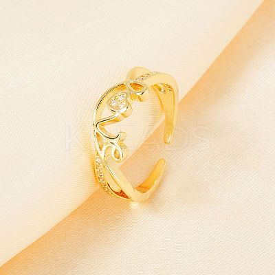 Brass Micro Pave Clear Cubic Zirconia Cuff Rings for Women MW8847-1-1