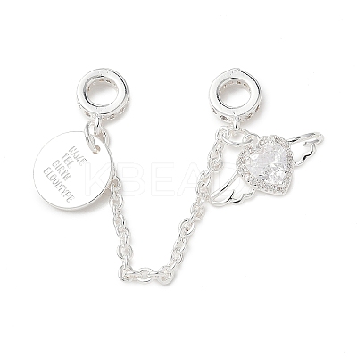 Brass Micro Pave Clear Cubic Zirconia Cable Chain European Beads KK-G531-07B-S-1