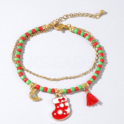 Christmas Glass Multi-Strand Bracelets LS0515-5-1