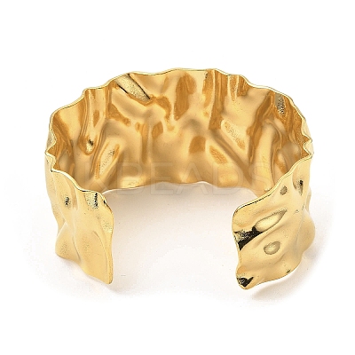 304 Stainless Steel Textured Cuff Bangles BJEW-P302-13G-1