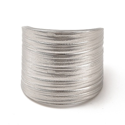 Non-Tarnish 304 Stainless Steel Textured Wide Open Cuff Ring for Women RJEW-E070-01P-1