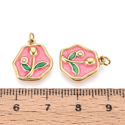 304 Stainless Steel Pave Crystal Rhinestone and Enamel Pendants STAS-T069-69A-1