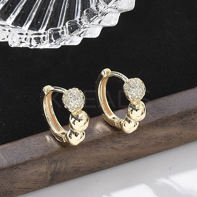 Brass Clear Cubic Zirconia Hoop Earrings EJEW-Q014-07G-1