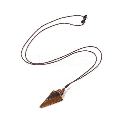 Natural Tiger Eye Arrow Pendant Necklace NJEW-C031-02I-1