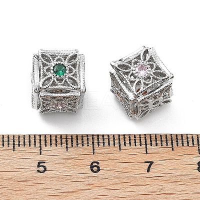 Brass Micro Pave Cubic Zirconia Beads KK-G523-12P-1