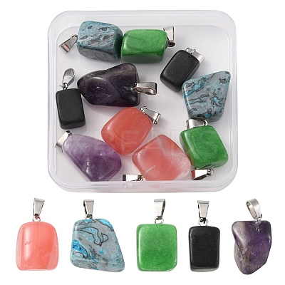 10Pcs 5 Styles Natural & Synthetic Mixed Gemstone Pendants G-YW0001-37-1