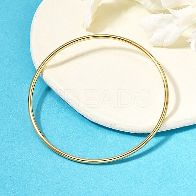 Ion Plating(IP) 304 Stainless Steel Simple Plain Bangle for Women BJEW-F461-01A-G-1
