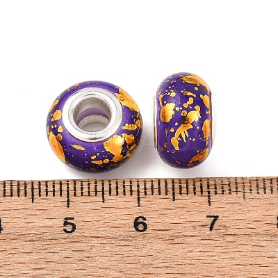 Opaque Resin Rondelle European Beads RESI-Z046-01G-1
