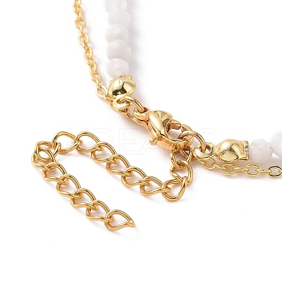 Brass Moon & Star Charms Double Layer Necklace NJEW-JN04142-1