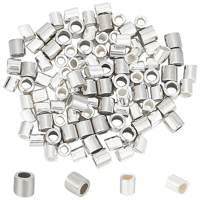 100Pcs 2 Styles 925 Sterling Silver Tube Beads FIND-GO0001-46-1