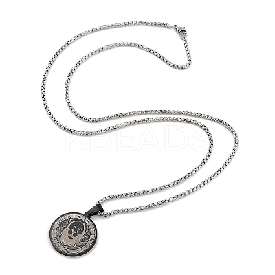 Retro Mandala 201 Stainless Steel Box Chain Constellation Pendant Necklaces for Women Men NJEW-M223-01F-1