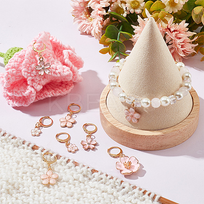 12Pcs 6 Style Alloy Enamel Sakura & Peach & Plum Blossom Charm Locking Stitch Markers HJEW-PH01645-1