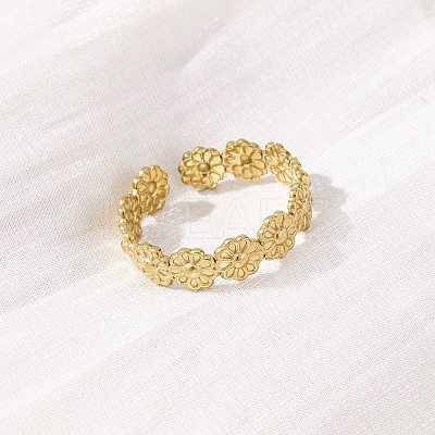 304 Stainless Steel Open Cuff Ring for Women RJEW-Z083-01G-1
