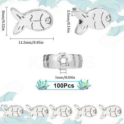 100Pcs Tibetan Style Fish Alloy Beads TIBEB-SC0001-34-1
