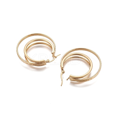 304 Stainless Steel Triple Hoop Earrings STAS-D171-30G-1