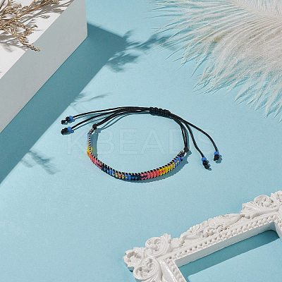 Handmade Japanese Seed Evil Eye Braided Bead Bracelets BJEW-MZ00018-01-1