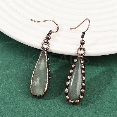 Brass Natural Mixed Stone Teardrop Dangle Earrings G-B149-15R-1