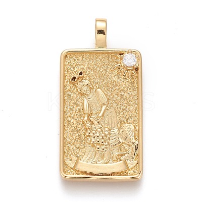 Brass Micro Pave Clear Cubic Zirconia Pendants ZIRC-Z004-01R-1