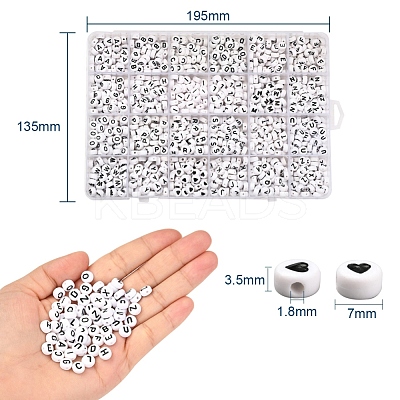 1200Pcs 27 Style White Acrylic Beads FIND-YW0001-15-1
