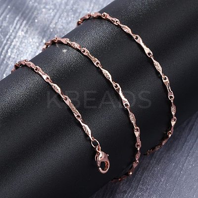 Brass Twisted Bar Link Chain Necklaces NJEW-D302-63RG-1