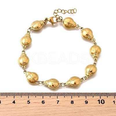 304 Stainless Steel Ladybug Link Bracelets for Women BJEW-K226-15A-G-1