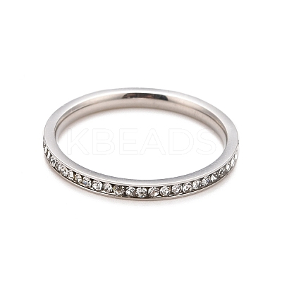304 Stainless Steel Rhinestone Rings Set STAS-D178-02C-1